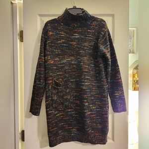 ADORA Black And Orange Mohair Knit Turtleneck Sweater Dress Size M